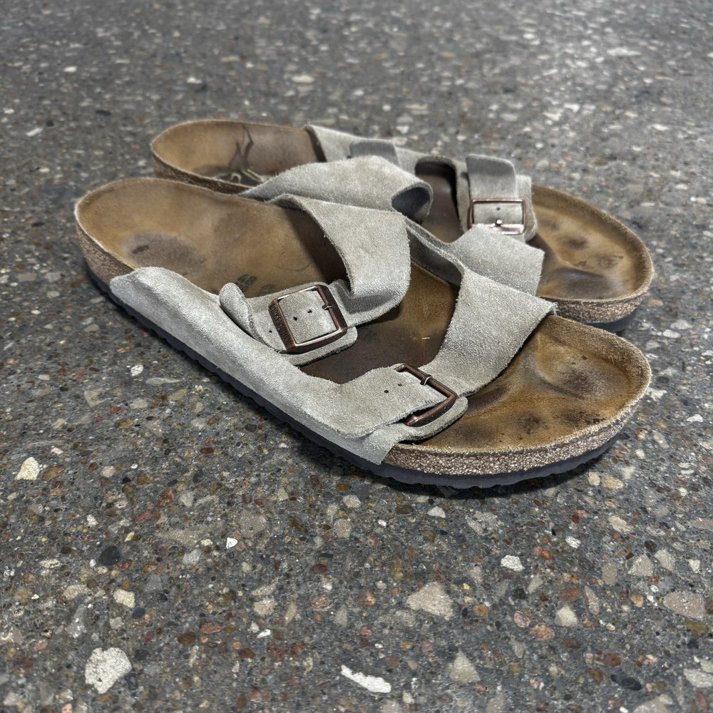 Birkenstock Arizona Sandals Taupe Suede Size 48 Mens 15 US
