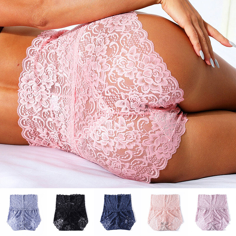 Women High Waist Seamless Underwear Lace Panties Knickers Lingeries Briefs M-2XL
