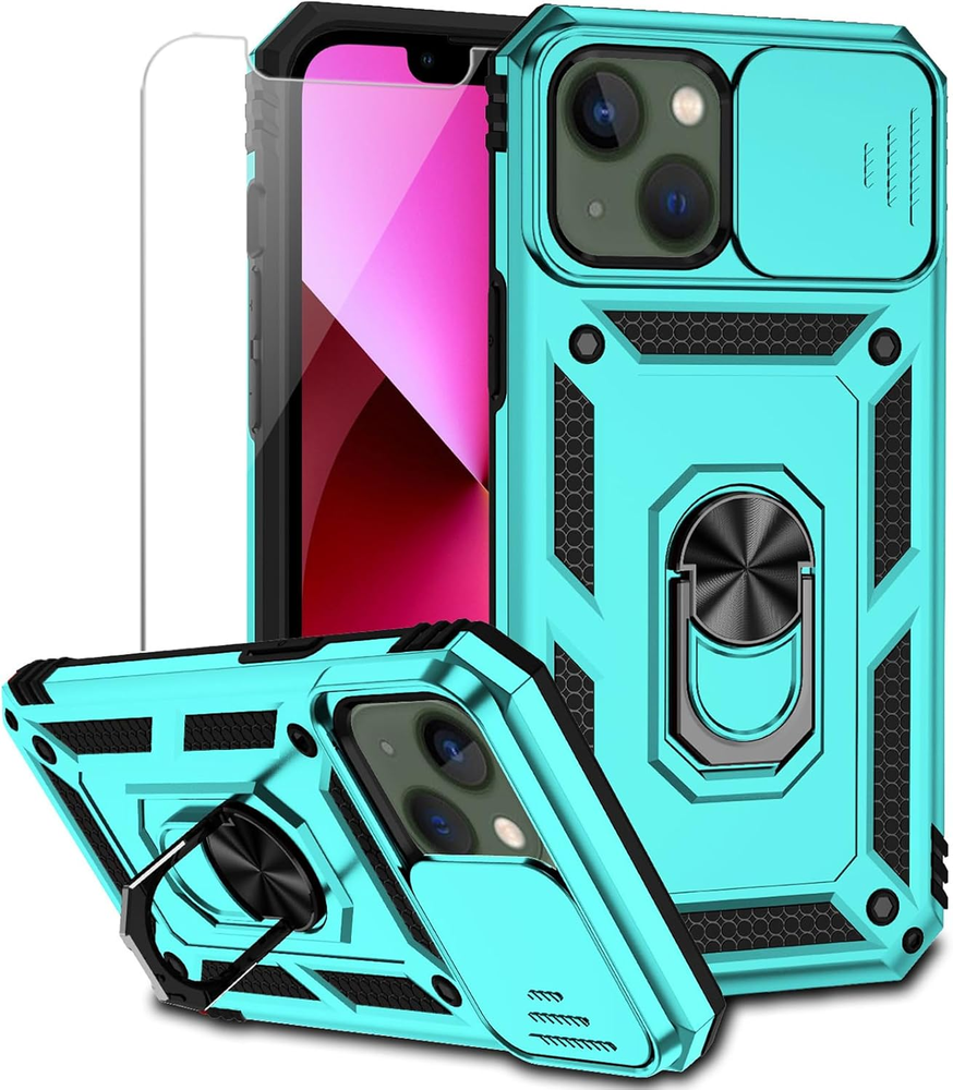 iPhone 13 Case with Camera Cover & HD Screen Protector - 15FT Drop Protection