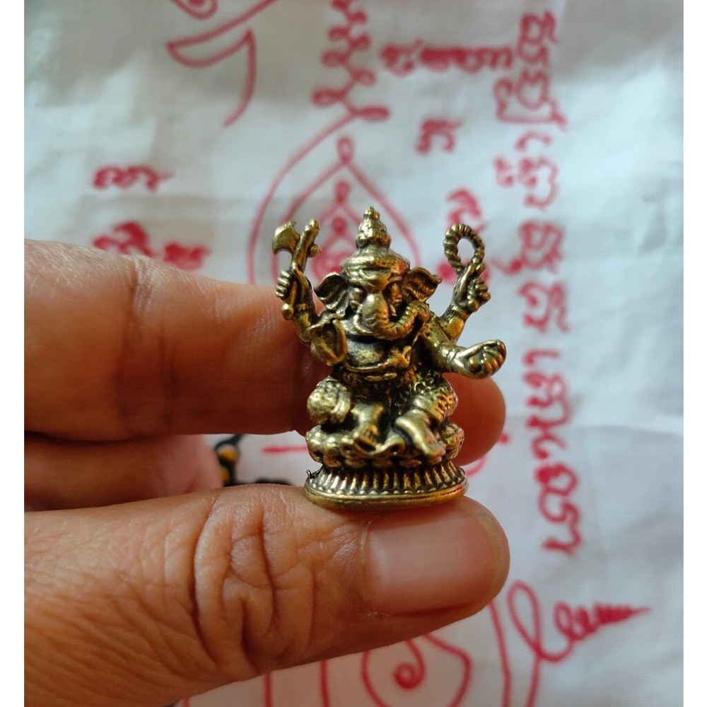 Hindu Brass Ganesha Statue Thai Phra Phikanet Amulet Talisman