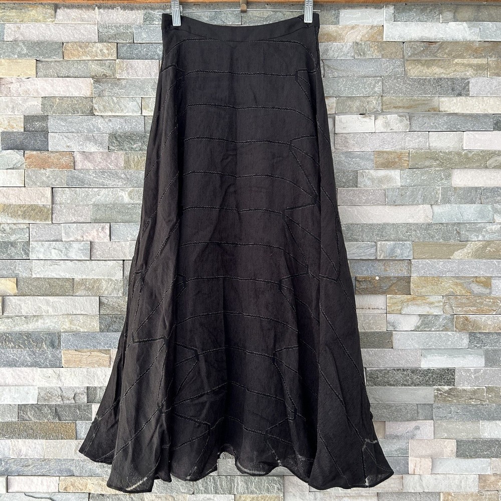 NWOT Beaufile Cut and Sewn Black Silk Maxi Skirt Size 2 Women