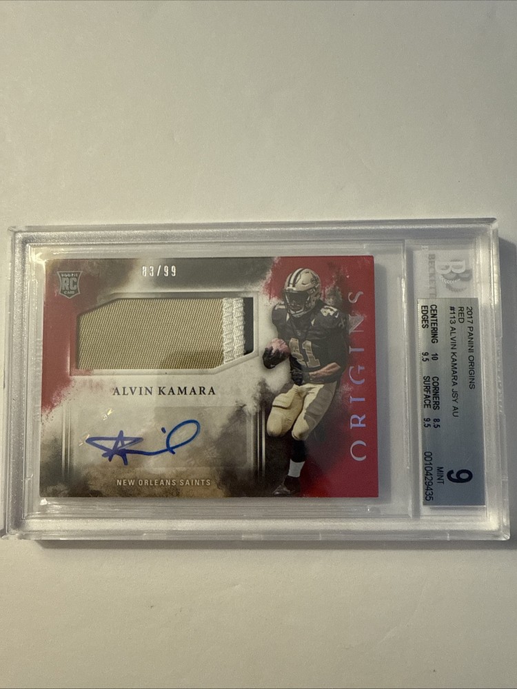 Alvin Kamara 2017 Origins Red on Card Auto 3-Patch # 83/99 Autograph RC ROOKIE