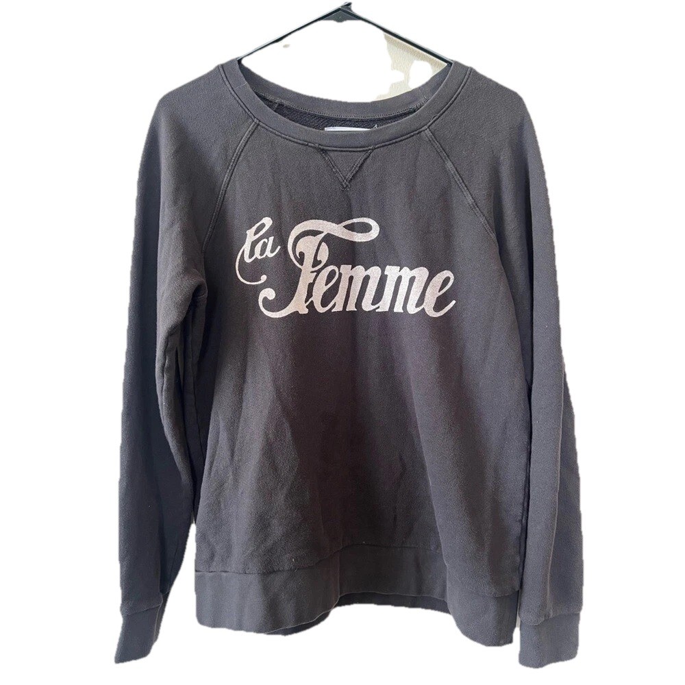 Anthropologie Sweatshirt Women S La Femme Sol Angeles Activewear Pullover Black