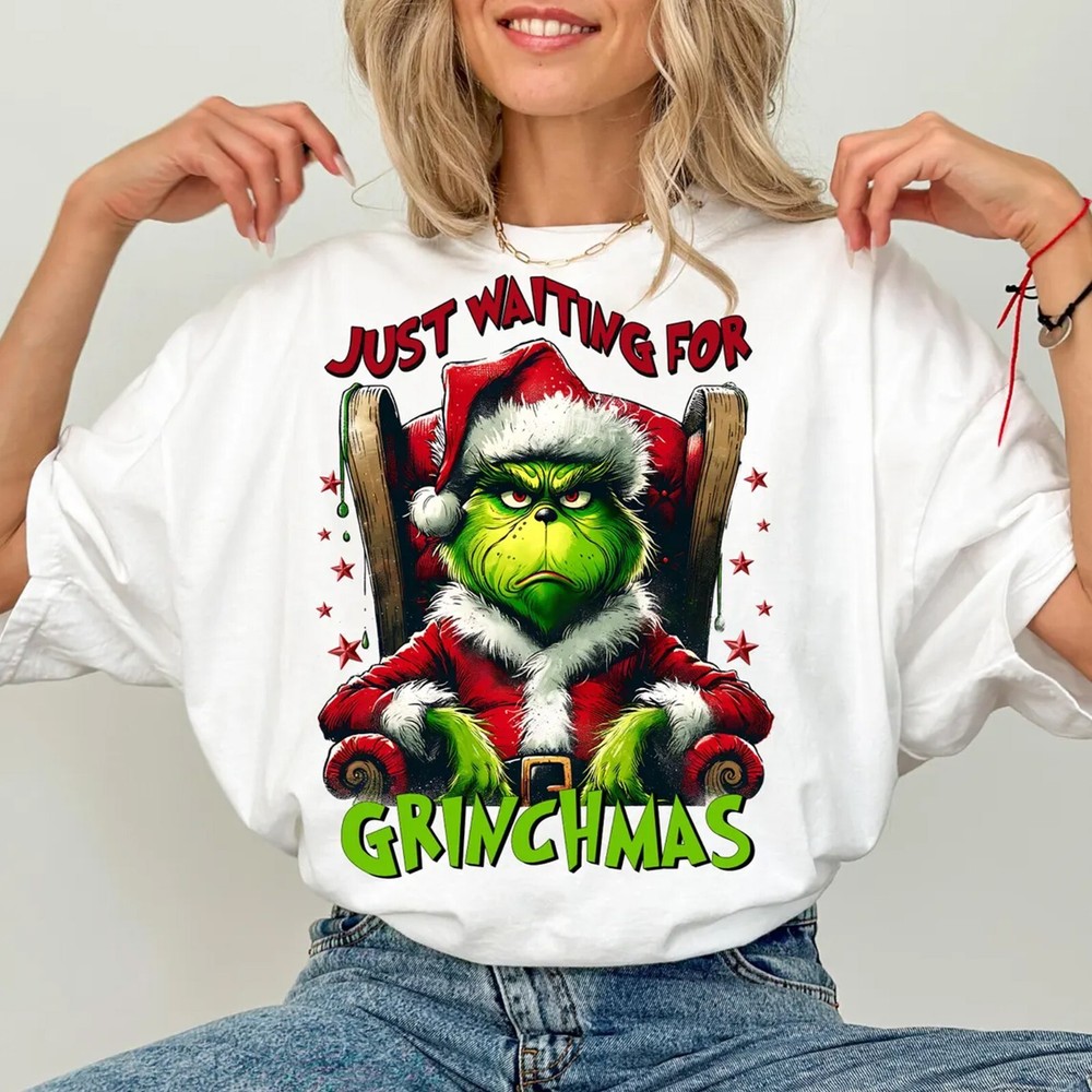 Grinch Just Waiting For Christmas Shirt, Grinch Funny Christmas Shirt