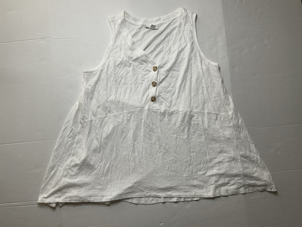 J. Jill White Short Sleeve Dress Womens Pullover Quarter Button Size L