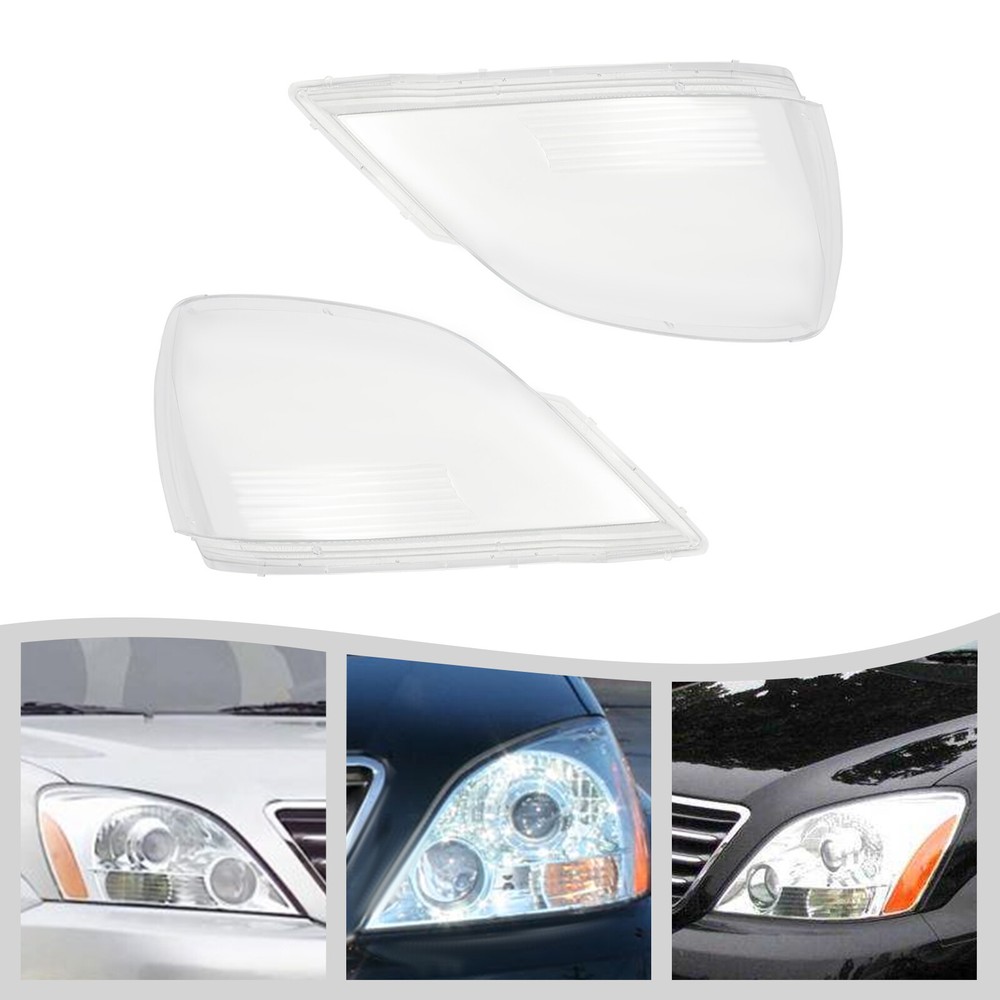 Pair Headlamp Headlight Lens Covers for Lexus GX470 2003-2009 Driver + Passenger