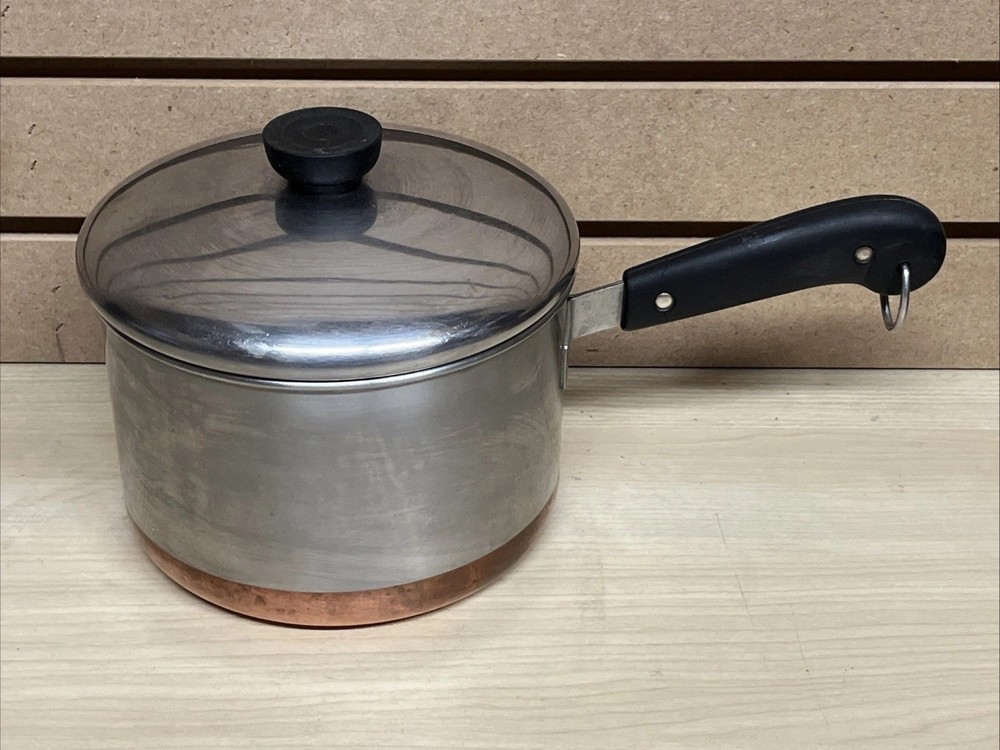 Vintage Revere Ware 2 Qt Stainless Steel Sauce Pan Pot Copper Clad Bottom w/Lid
