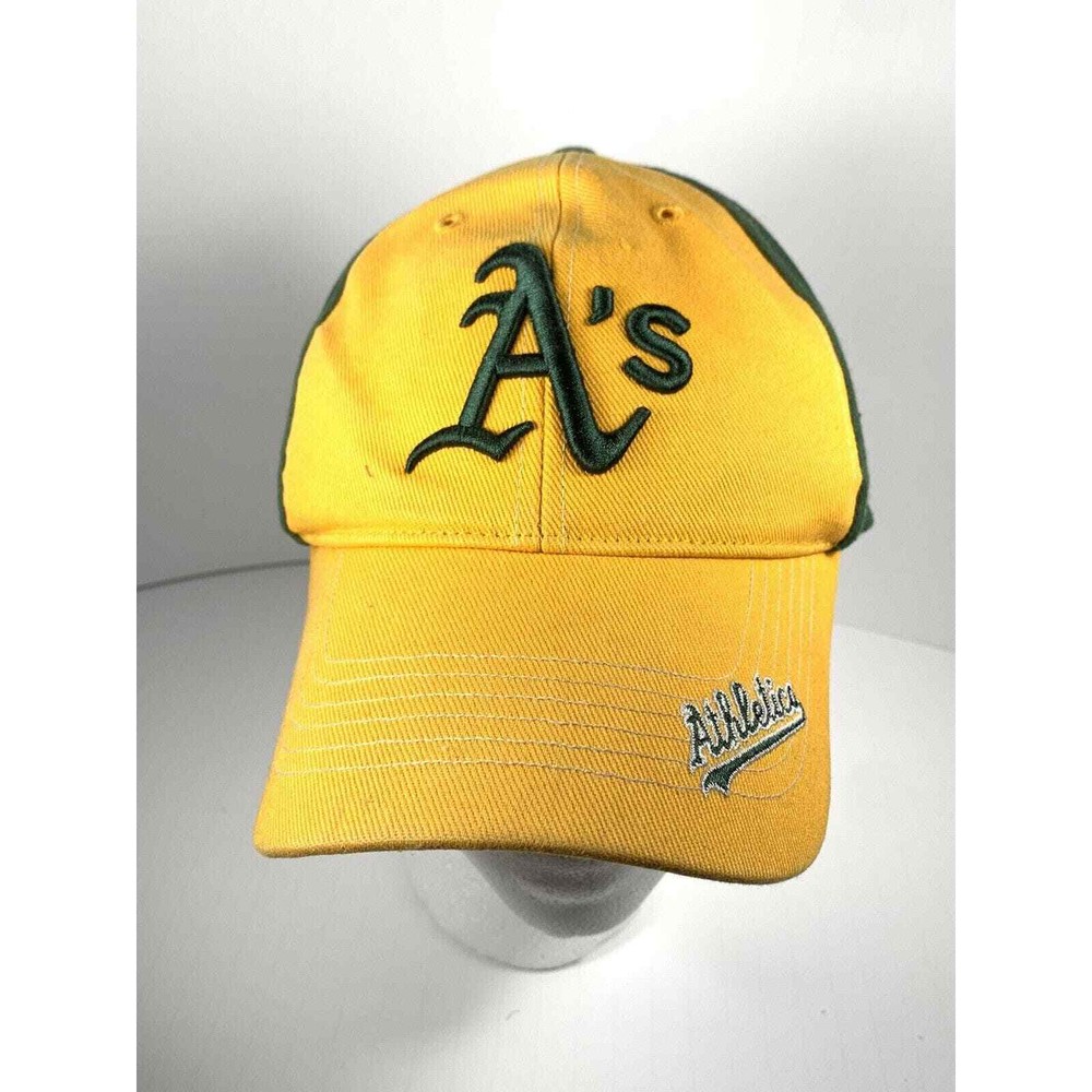 Oakland Athletics A's MLB Sports Yellow Brim Hat Cap Mens Adjustable Fan Fave