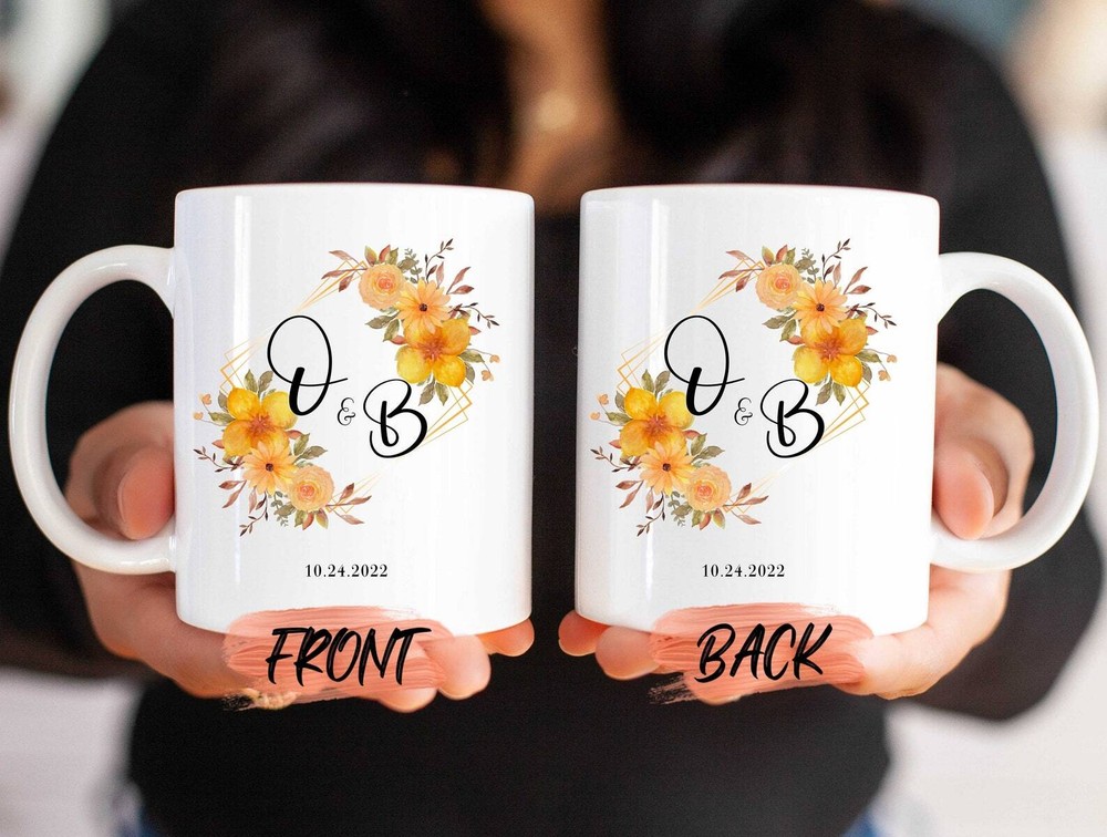 Monogram Initials Mug Custom Name Monogram Mug For Men And Women Wedding