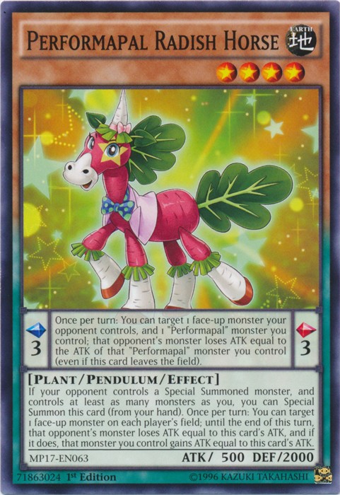 Performapal Radish Horse MP17-EN063 Common 1st Ed Moderately Played