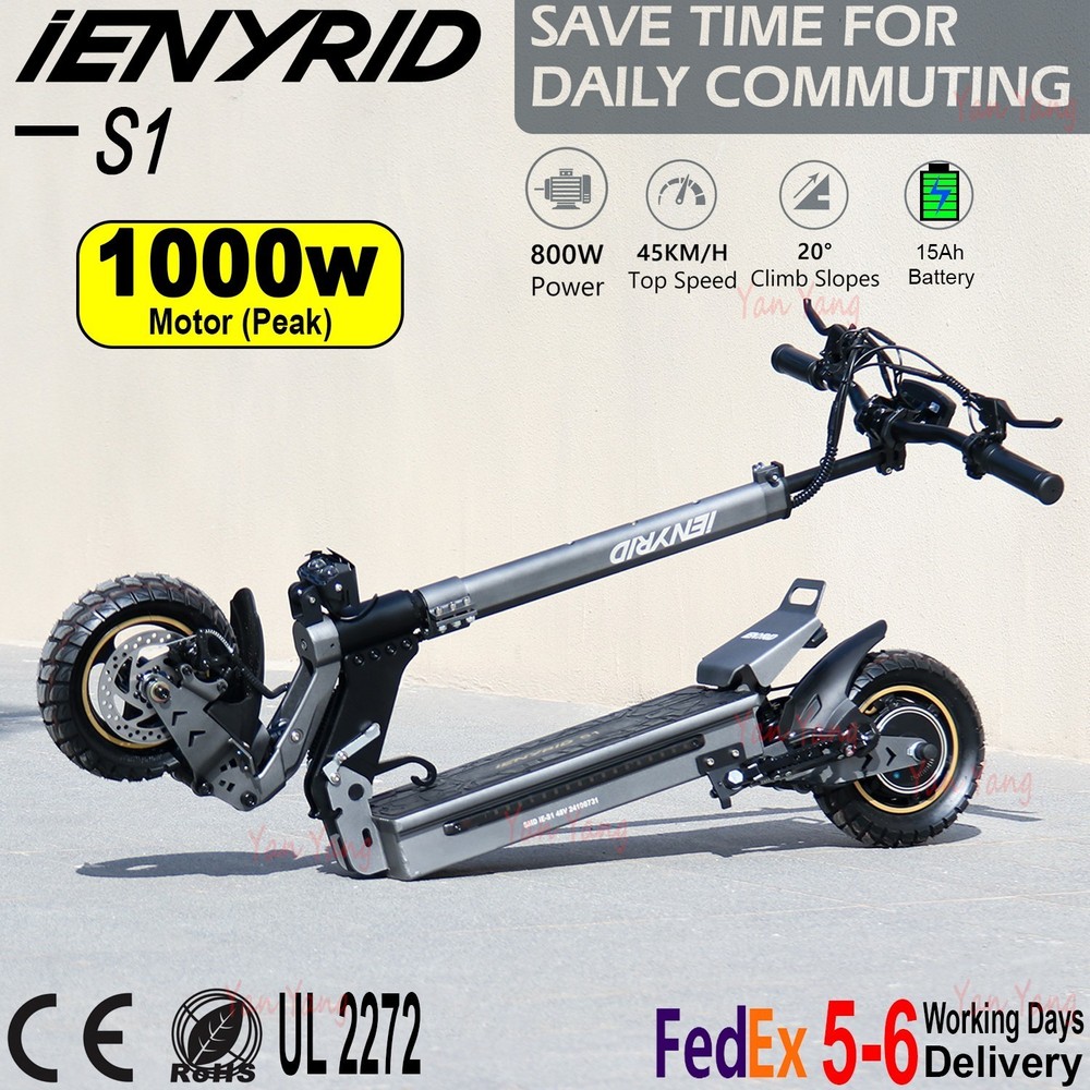 iENYRID 1000W 28MPH Foldable Electric Scooter with 15Ah Battery