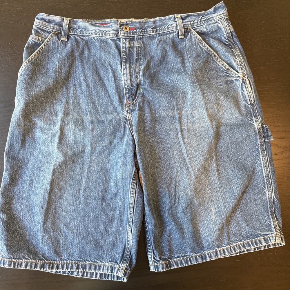 Tommy Hilfiger Carpenter Fit Denim Shorts Men 38 Red Label Vintage Workwear