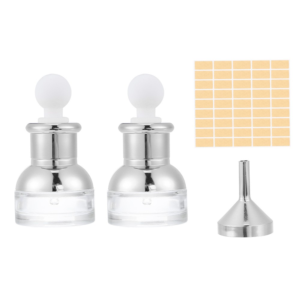 0.7 oz Clear Eye Dropper Bottle for Essential Oils, Short Round Caps, Silver