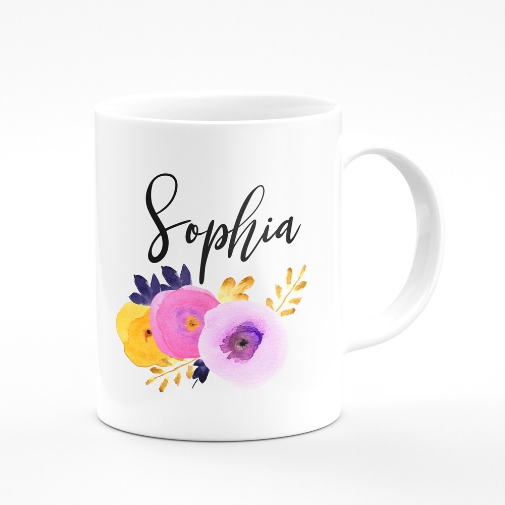 Custom Name Mug Personalized Mug Custom Mug Name Mug Floral Mug Personalized