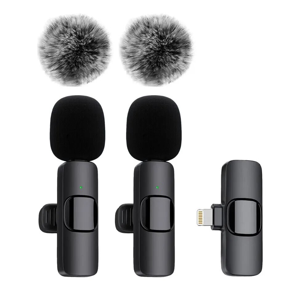 Wireless Lavalier Microphone Audio Video Recording Mini Mic For iPhone Android