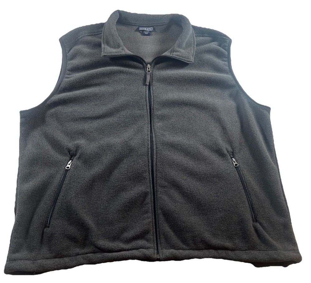 Lands' End Gray Fleece Vest Men's XXL 50-52 AirCore 200 Sleeveless  Polar Tec
