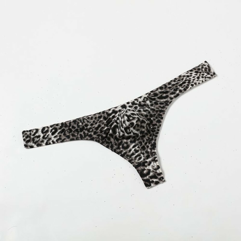 Mens Underwear Thong G-string Leopard Printed Bulge Pouch T-back Underpants HOT
