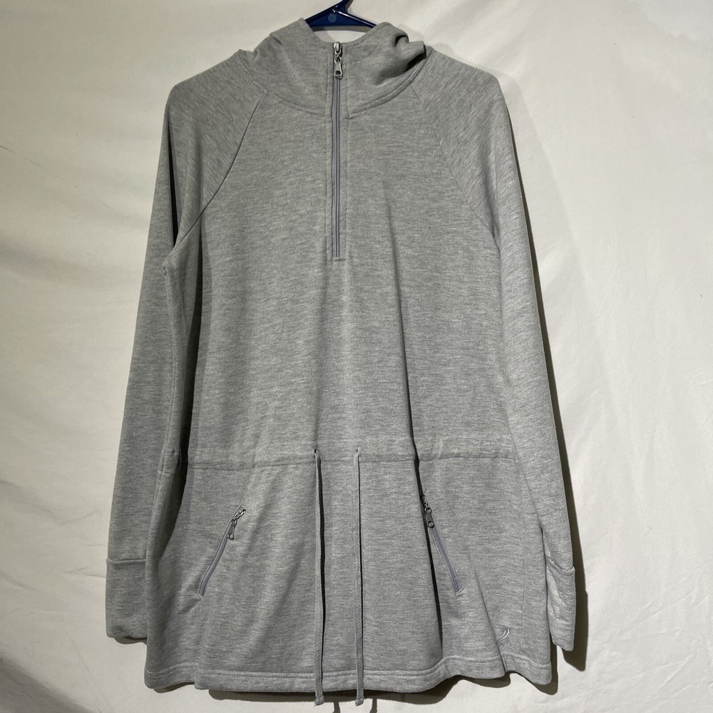 Exertek Womens Activewear Tunic Sweatshirt Flare Top Size Large Gray 1/4 Zip