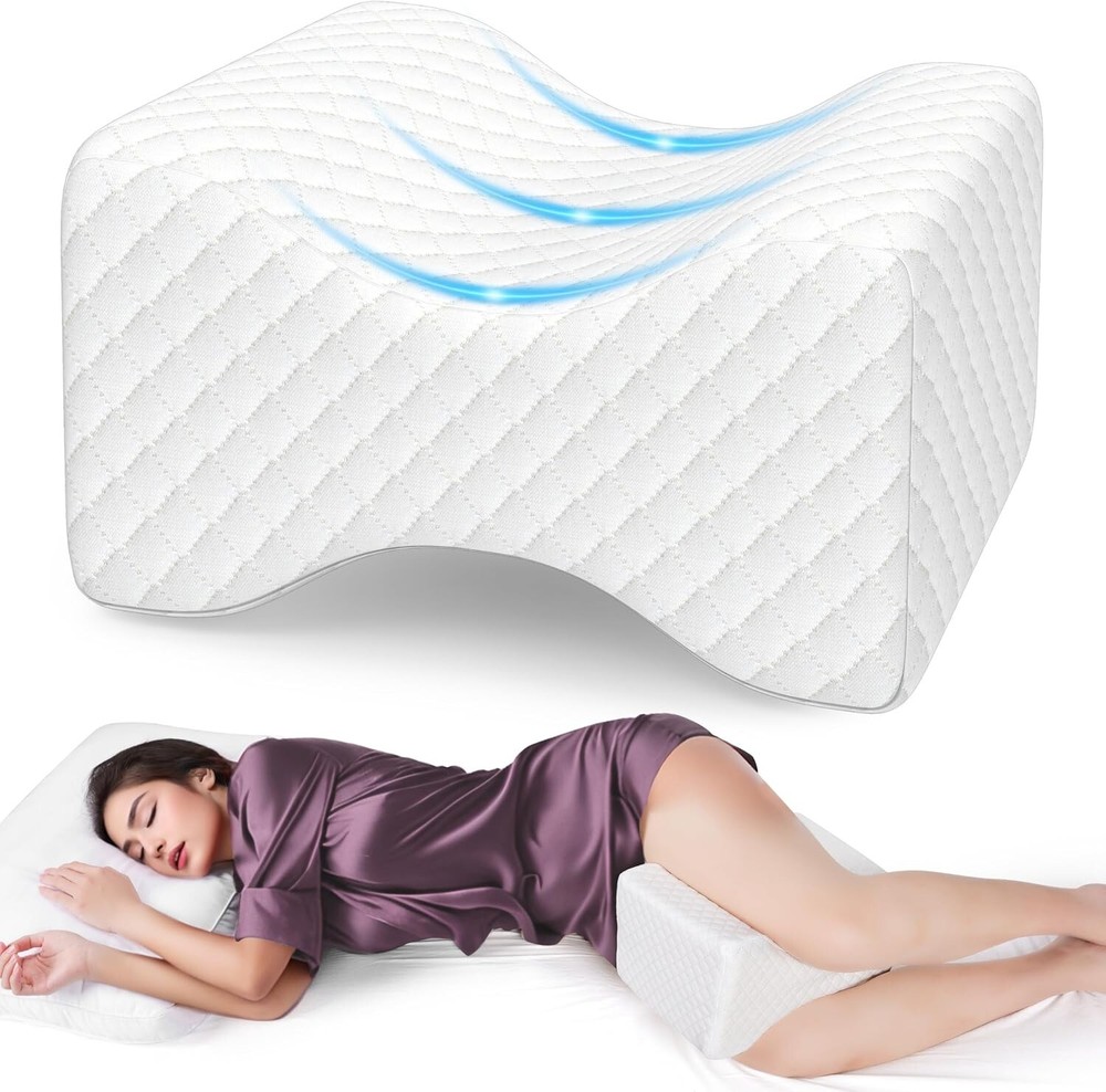 Almohada viscoelástica para rodillas y piernas con diseño anatómico