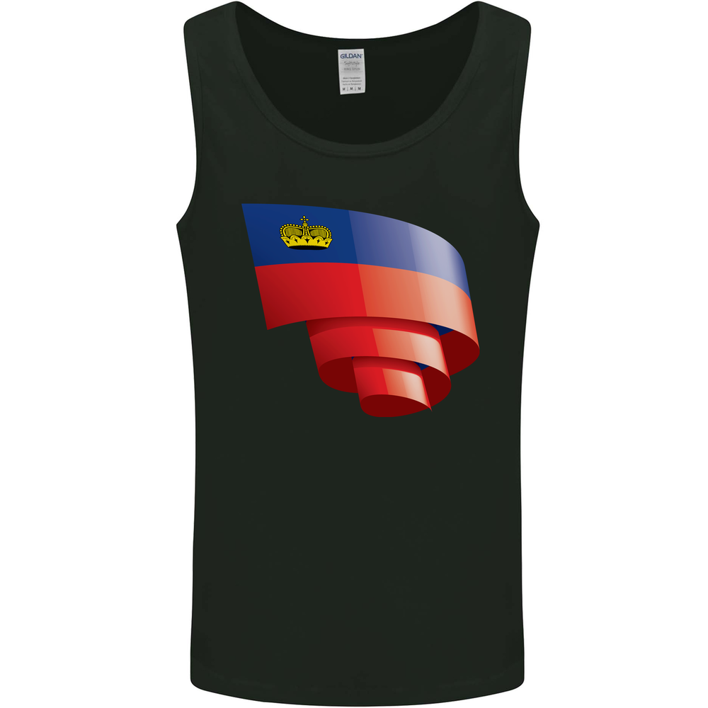 Curled Liechtenstein Flag Liechtensteiner Day Football Mens Vest Tank Top