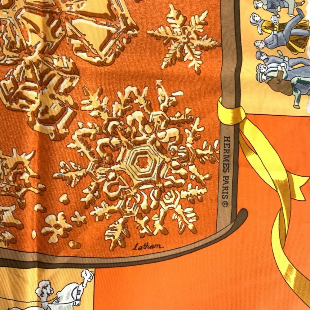Hermes Carre 90 Silk Scarf Last Years Snow Orange 100 Silk Square