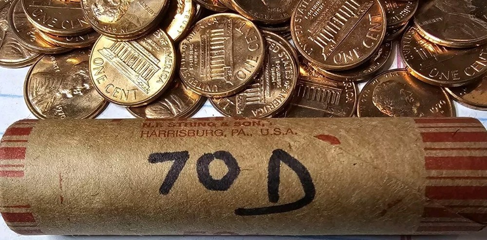 1970-D Lincoln Memorial Cent Roll (50 Coins) | BU From Mint Bag. Item #172