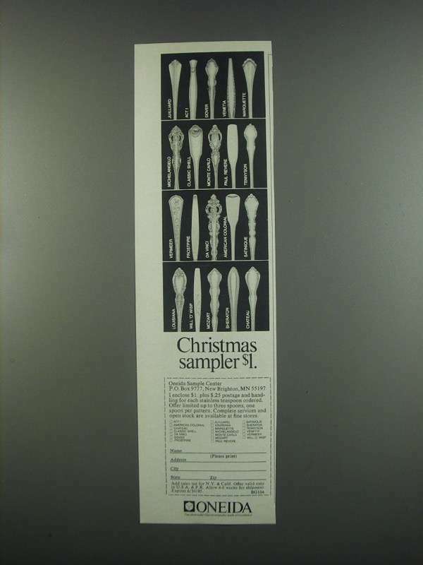 1984 Oneida Silverware Christmas Sampler Vintage Ad