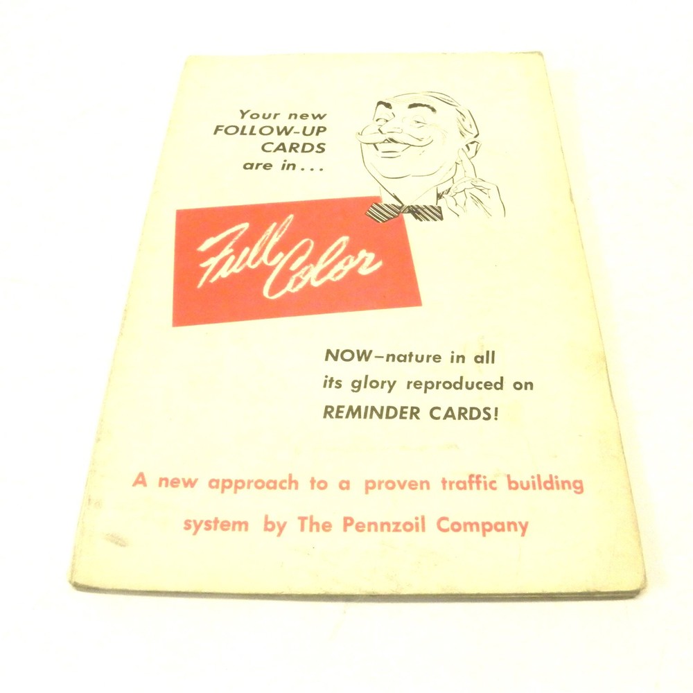 1950's PENNSOIL CAR DEALER GIVE AWAY PROMO POSTCARD ORDER DISPLAY VINTAGE FOLD