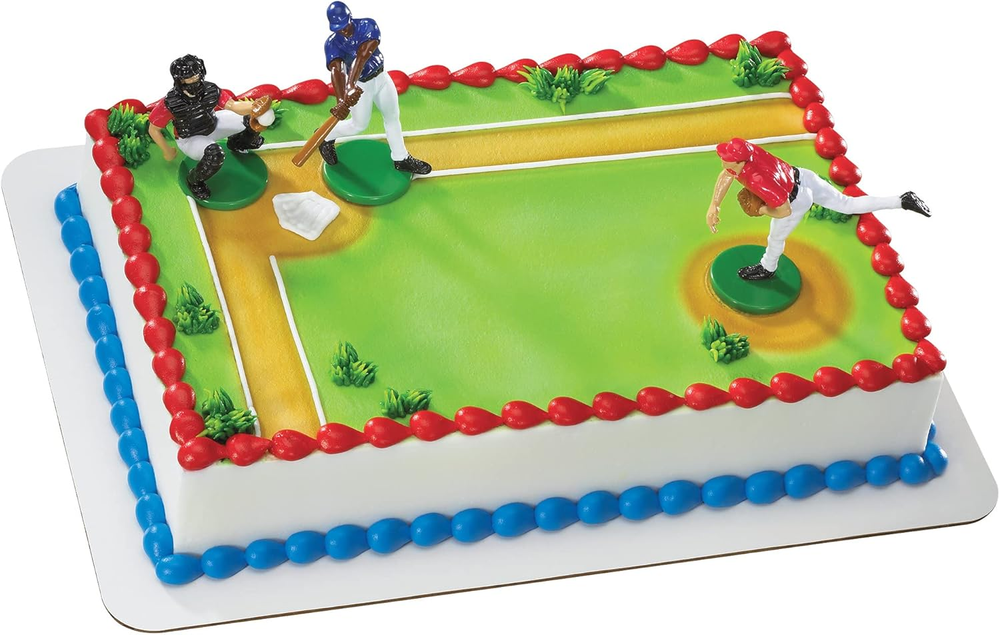 Decoset 3-Piece Baseball Cake Topper Set for Cupcakes and Desserts