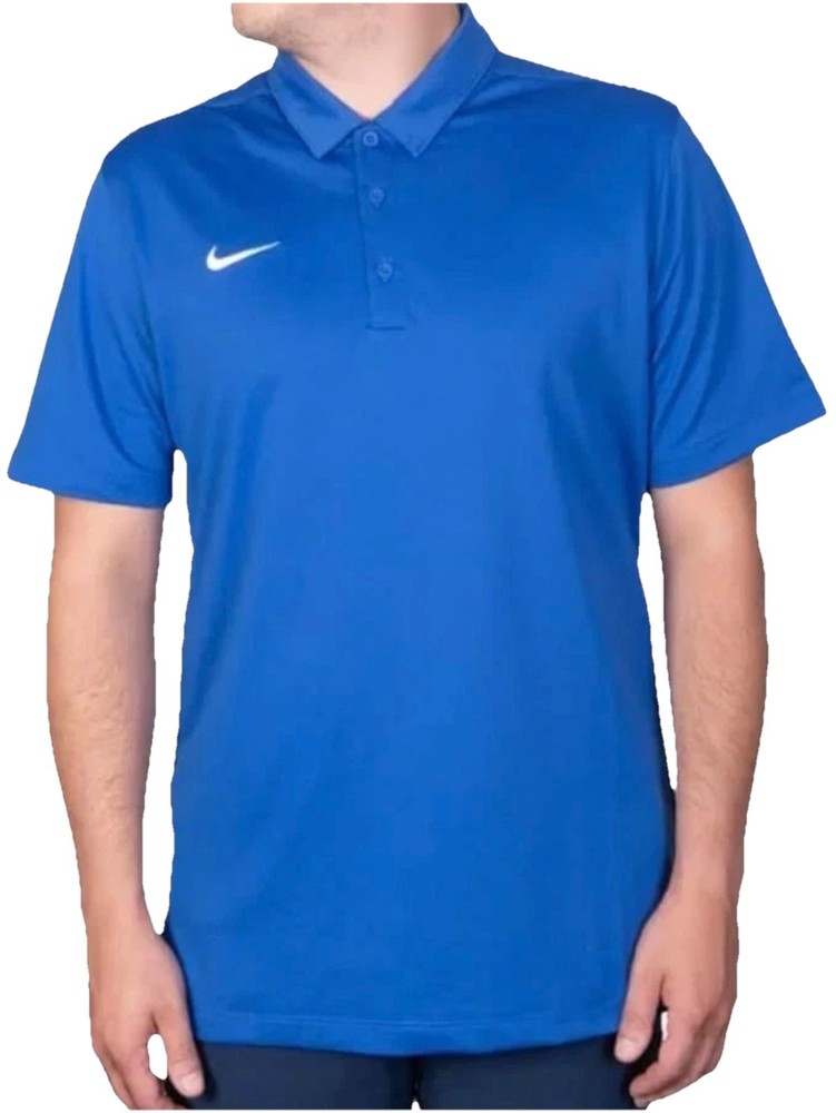 NIKE Dri-Fit Size M Medium Blue Short Sleeve Athletic Fit Men's Polo Shirt