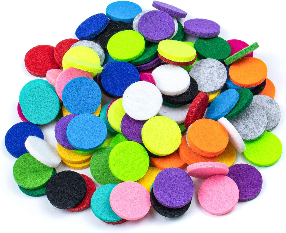 100 Pack Round Felt Pads for Essential Oil Diffuser Locket Necklace Refills - Aromatherapy Accessories