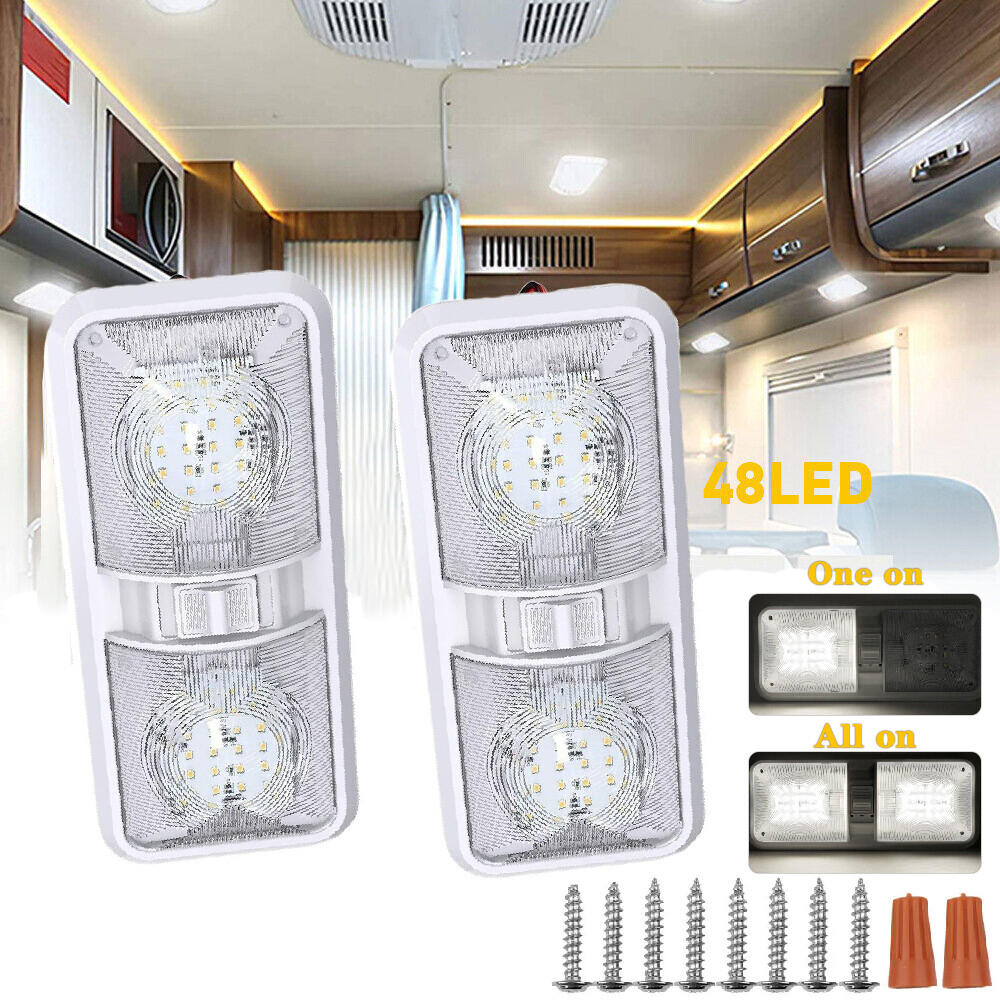 48LED 12V RV Ceiling Dome Light for Trailer Camper Boat Interior Lighting