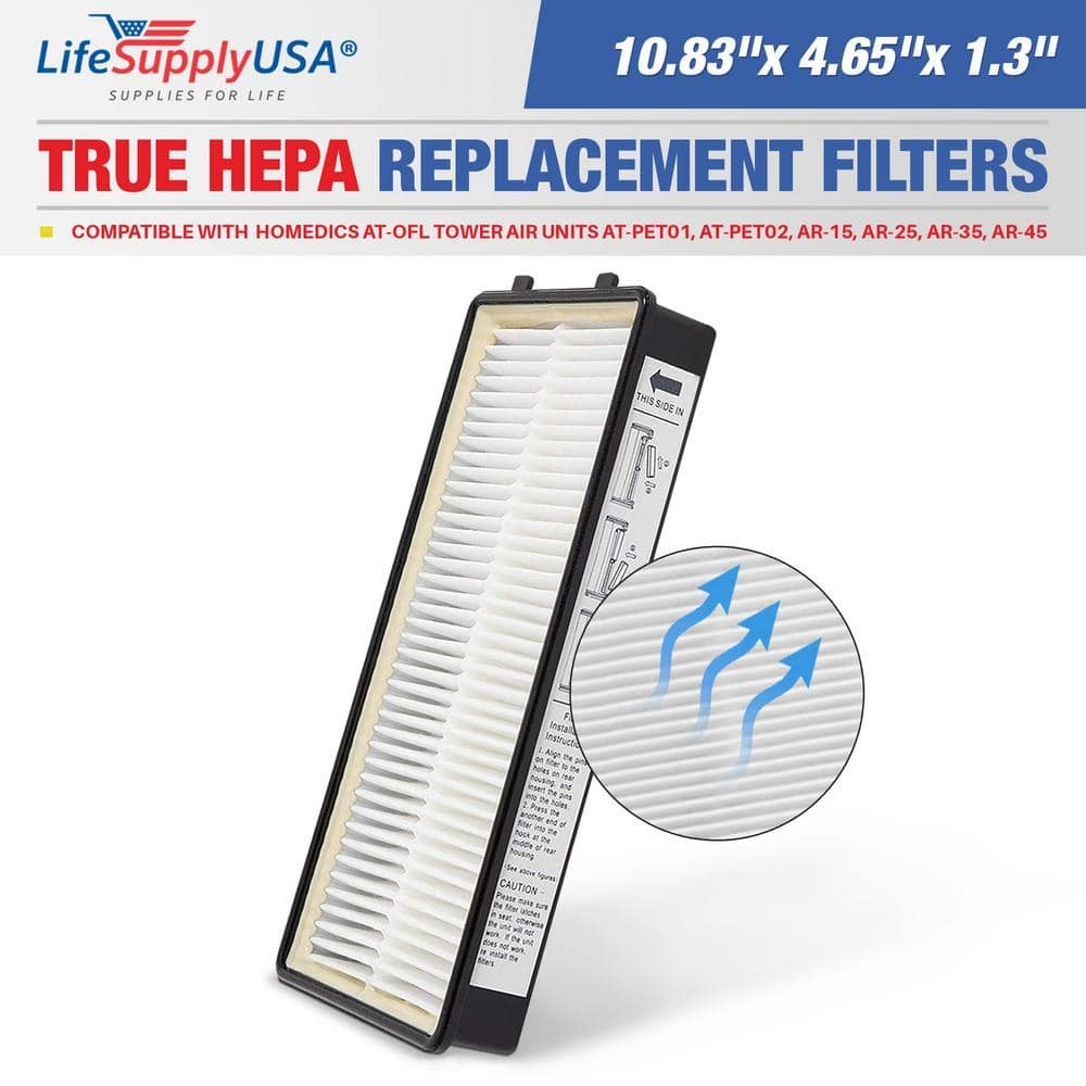 True HEPA Filter Replacement Compatible w/HoMedics AT-OFL Tower Unit AT-PET01,AT