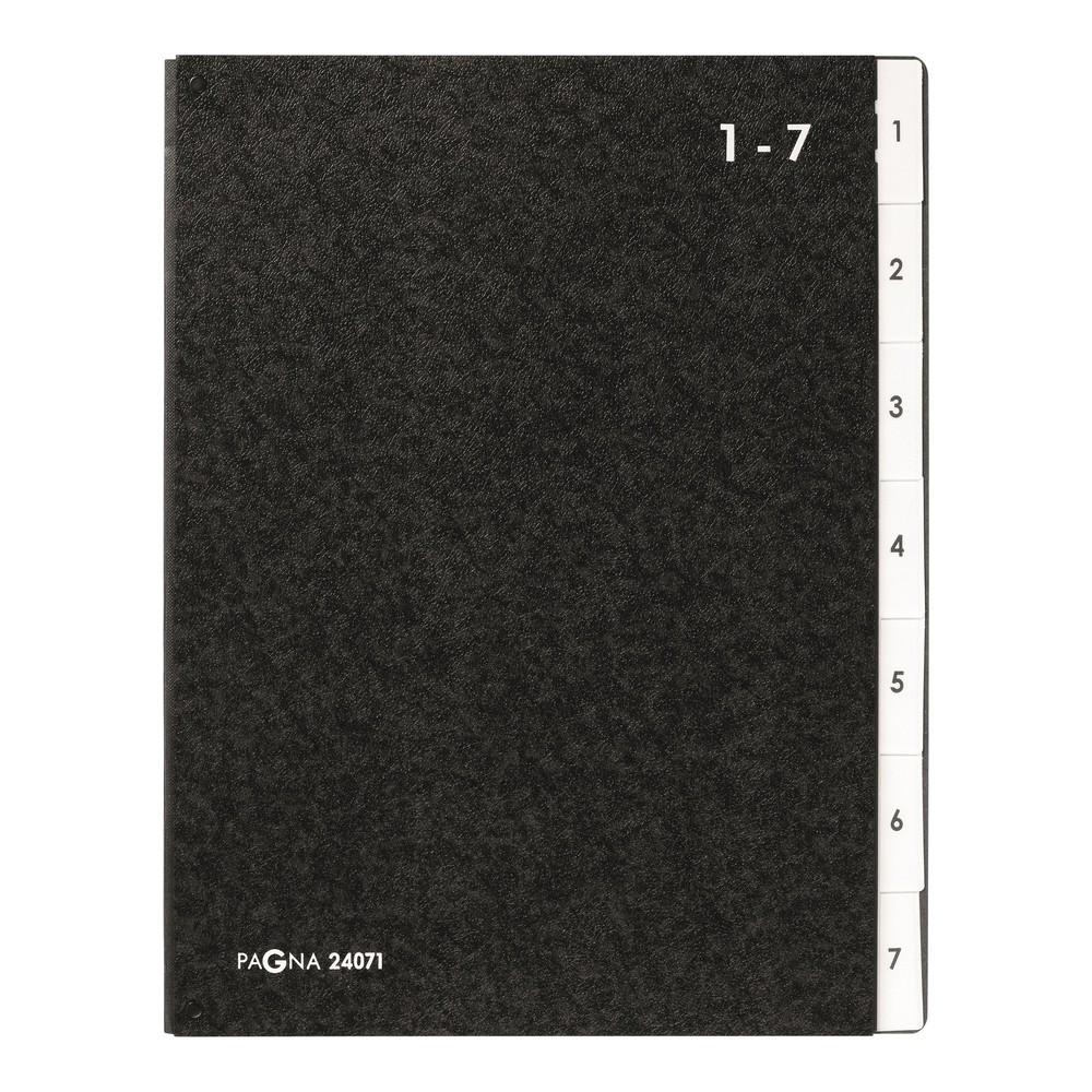 Pagna 7-Part Black Cardboard Desk Organizer with Numbered Tabs 1-7