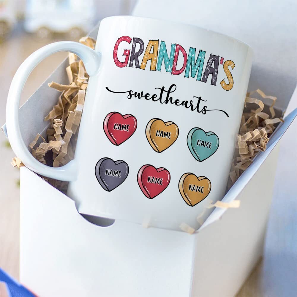 Customed Mothers Heart Mug Personalized Mom Grandmom To Mothers Day Custom Mug G
