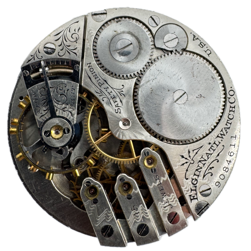 Antique 1901 Elgin 15 Jewel Pocket Watch Movement 16s Three Finger Bridge 248