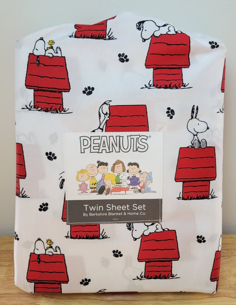 Snoopy Red Dog House Peanuts Twin Sheet Set Berkshire White  