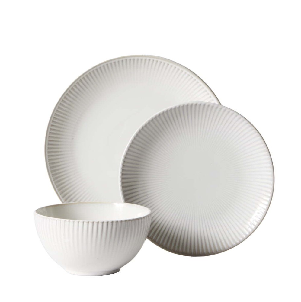 Better Homes & Gardens 12-Piece Stoneware Cream Dinnerware Set