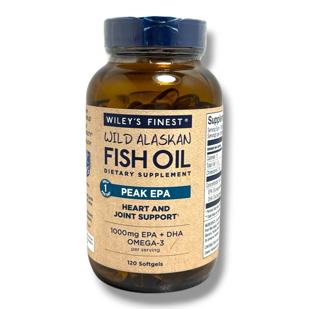 Wileys Finest Wild Alaskan Fish Oil Peak EPA 120 Softgels Dietary Supplement
