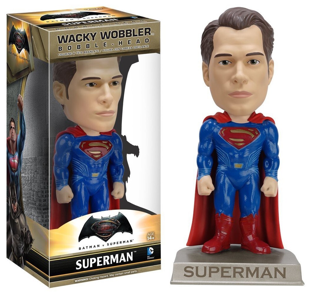 Batman vs Superman Figure Superman Bobble Head 15cm Funko Wacky Wobbler DC