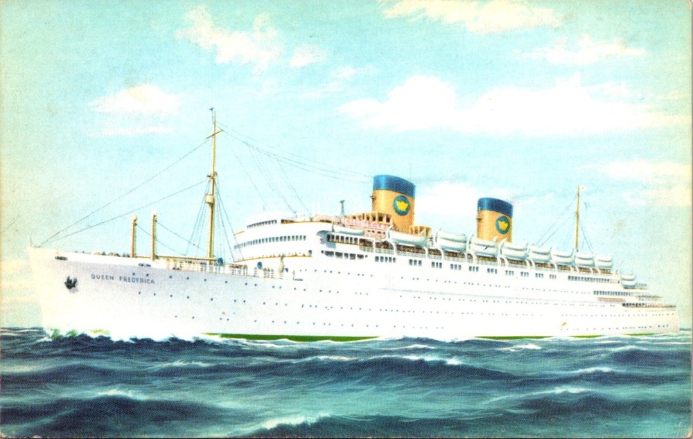 National Hellenic American Line Queen Frederica Cruise Ship Postcard 25022