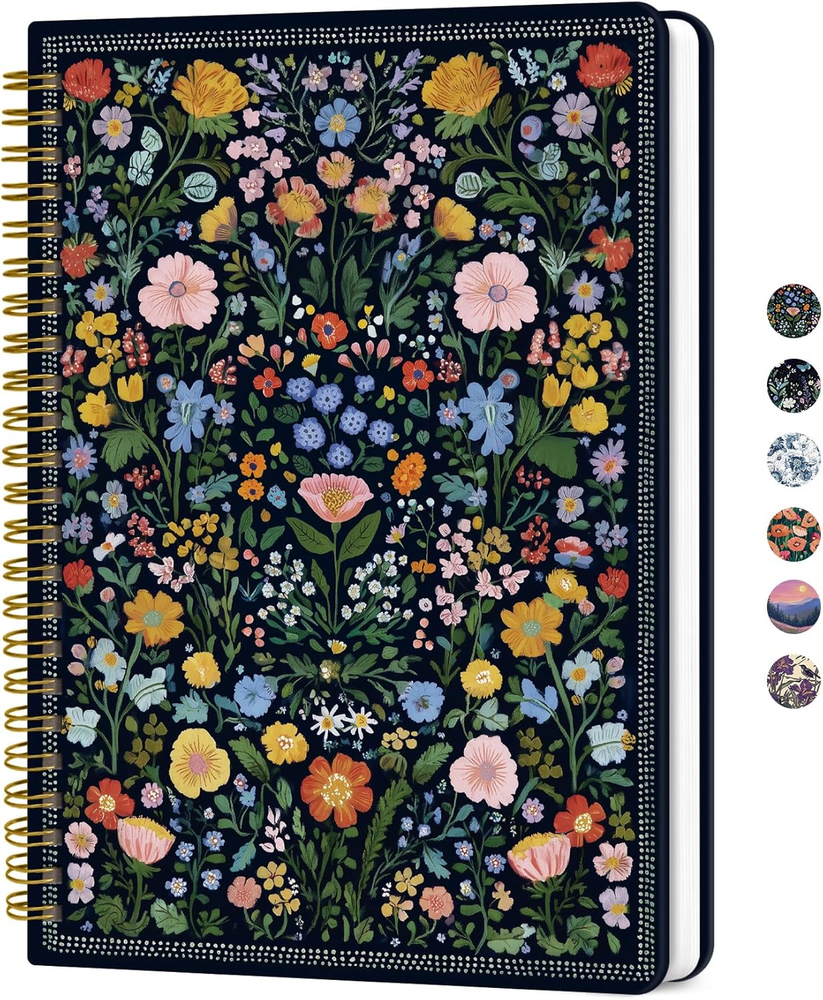 Lined Spiral Journal for Women, A5 Hardcover Pretty Notebook for Work & Note Tak