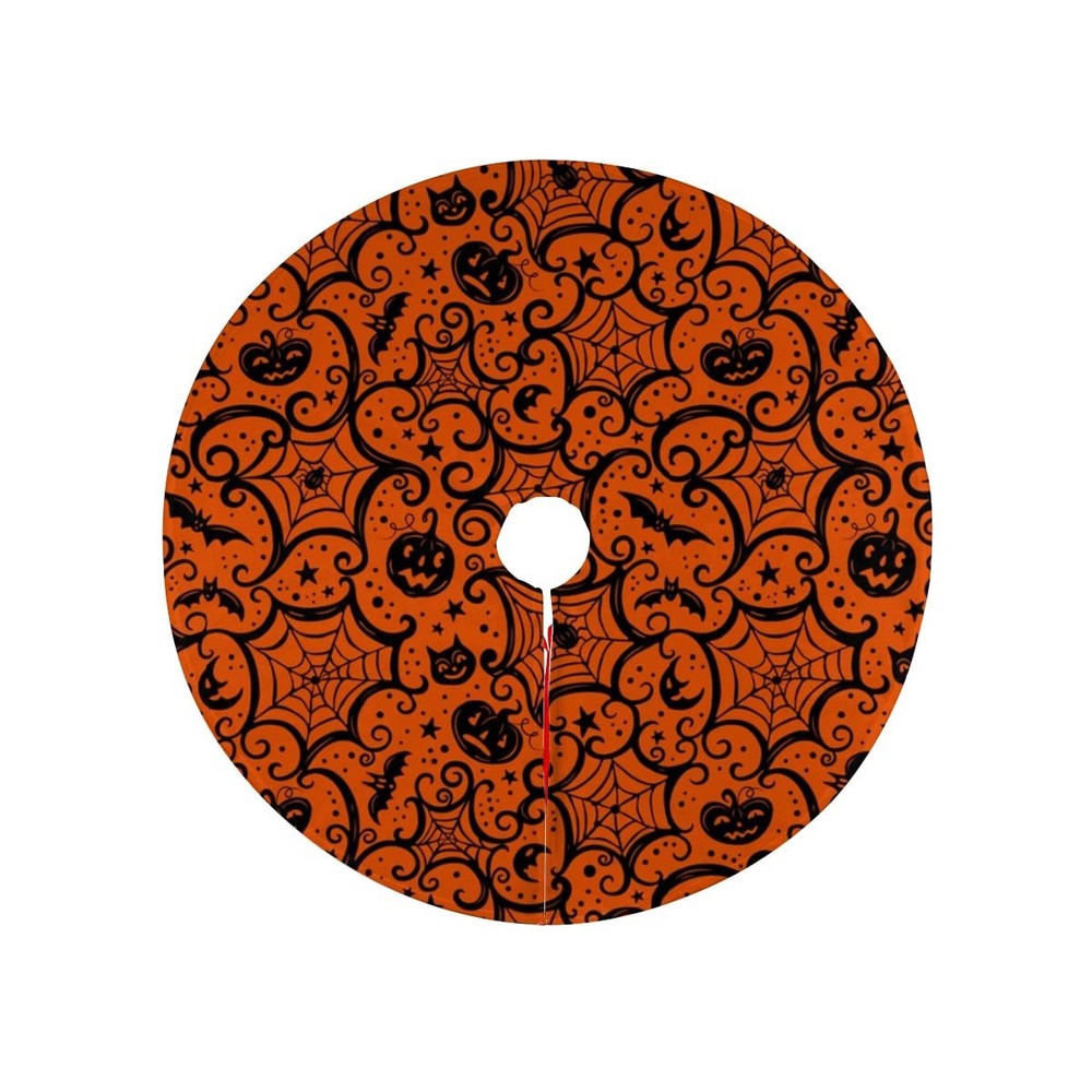 Halloween Spider Web Tree Skirt Farmhouse Pumpkin Christmas Mat