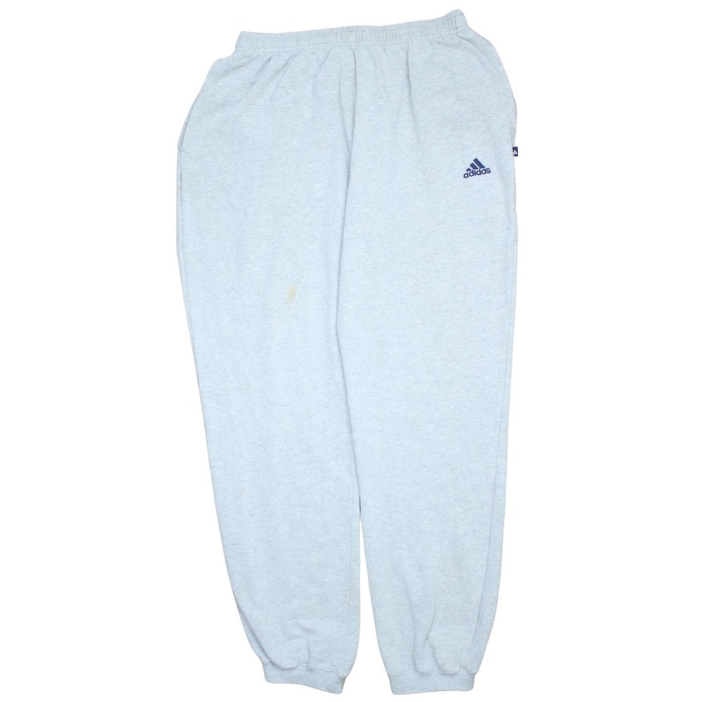 Adidas Mens Joggers Grey Fleece Elastic Waist Cuffed Pockets Embroidered Logo L