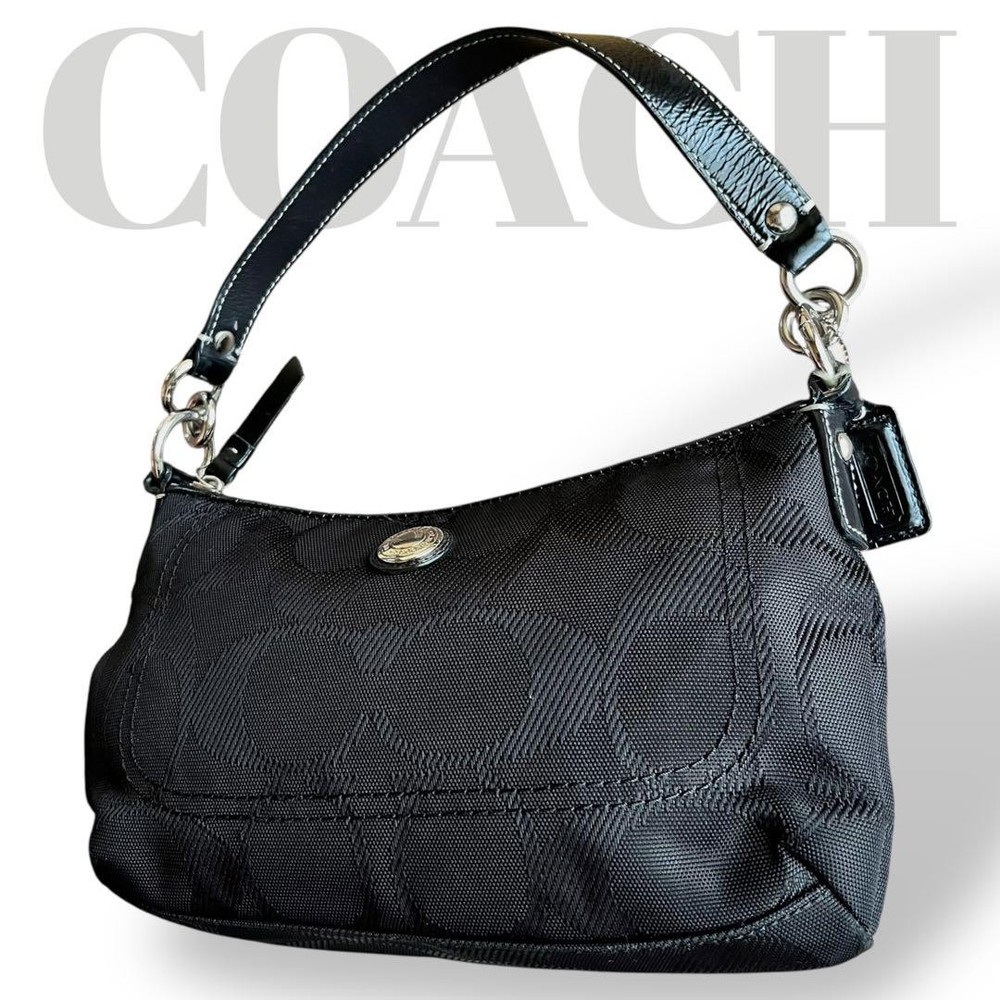 Coach Black Signature Canvas Shoulder Bag Authentic G0705628