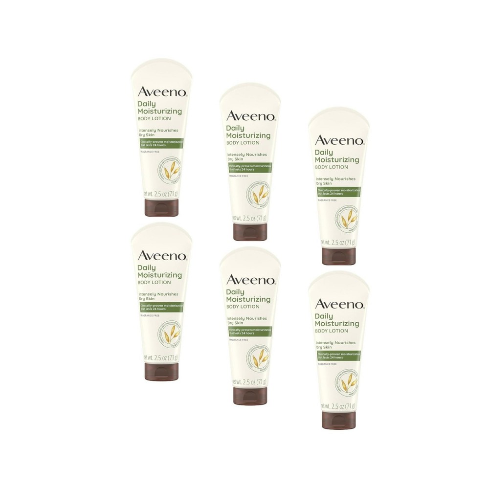 Aveeno Daily Moisturizing Lotion with Oat for Dry Skin, Unisex 2.5oz (6 Pack)
