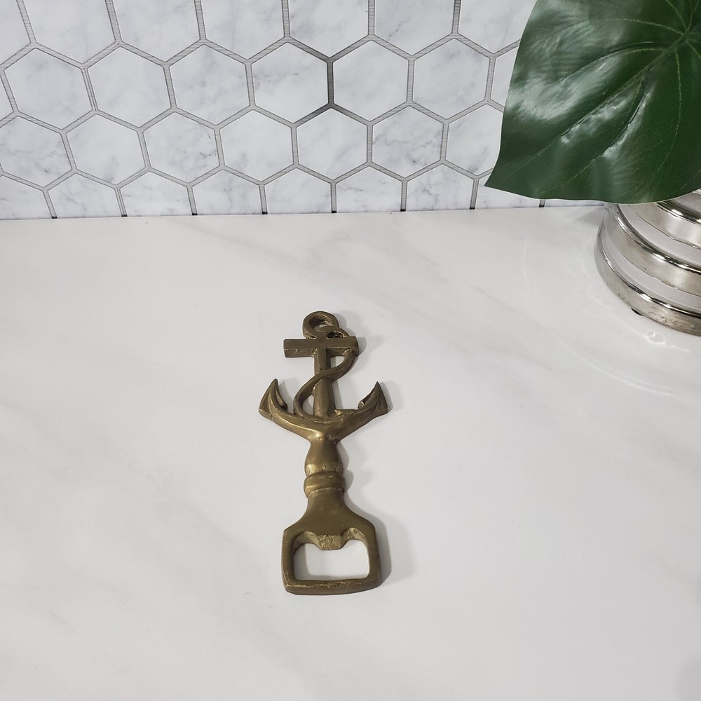 Vintage Solid Brass Anchor Bottle Opener for Nautical-Themed Bars