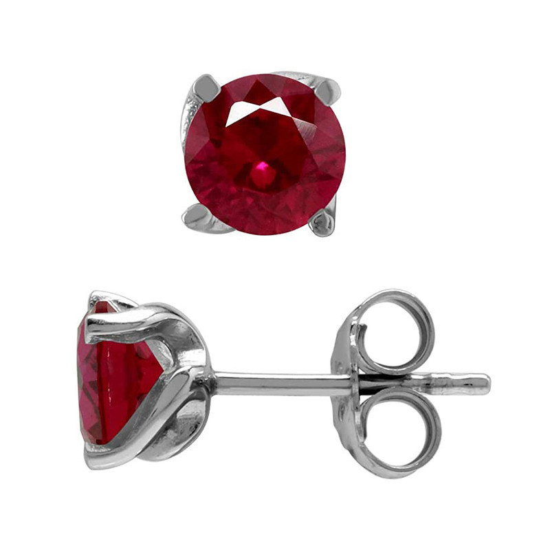6MM Ruby 925 Sterling Silver Stud Post Earrings Jewelry For Women Or Teens