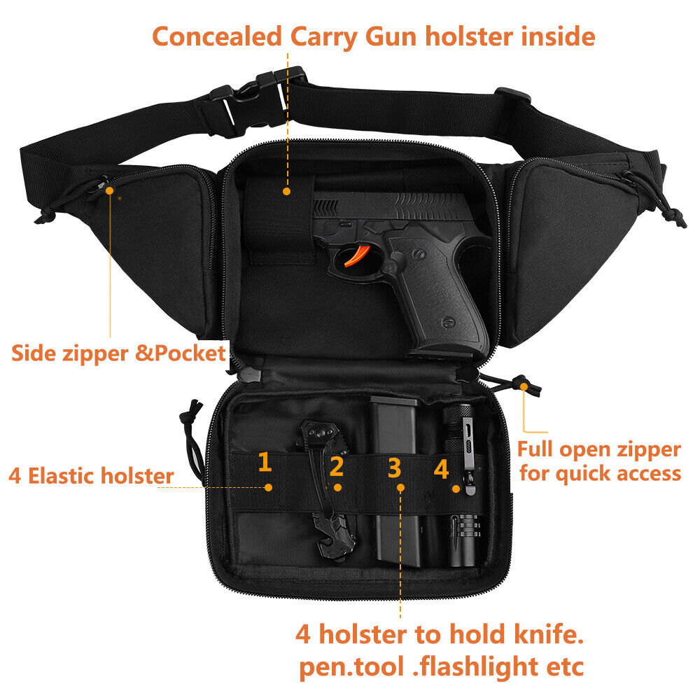 Tactical Gun Bag Case Holster for Men Concealed Pouch Carry Waist Bag Fanny Pack