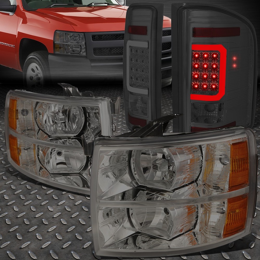 07-14 Silverado Smoked Amber Headlight with 3D LED C-Bar Tail Lamp